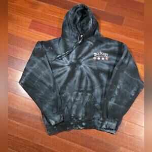 Jack Daniel's Spirits Ghosts Ghols Black Tie-Dye Hoodie Mens Large